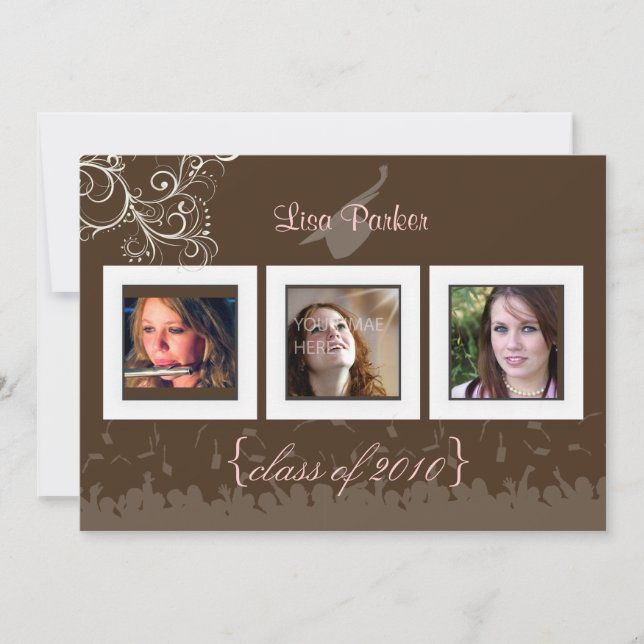 Kap + Blad + Swirls Studenten inbjudning /Foton Inbjudningar (Framsida)