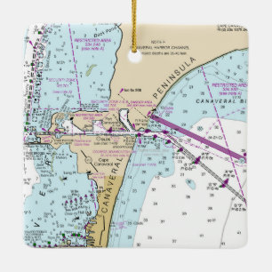 Kap Canaveral Nautical Chart Julgransprydnad Keramik