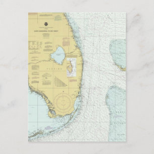 Kap Canaveral till Nyckel Väster Nautical Chart Po Vykort