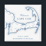 Kap Cod Destination Wedding Favor Magnet<br><div class="desc">Snabb och enkel beställning! De här Kap Cod karta-magneterna gör underbara Kap Cod-bröllopsfavörer att inkludera välkomstpåsar på Kap Cod-destinationen. Flytta hjärtat genom att klicka på "Redigera med design verktyg" under "Anpassa". Perfekt för alla underbara bröllop-platser på Kap, inklusive Klubben vid New Seabury, Popponesset Inn, Wychmere Beach Klubb, Wequassett Resort, Chatham...</div>