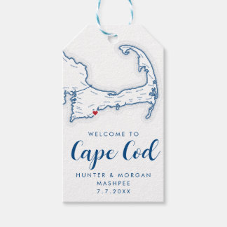 Kap Cod Elegant Modern Navy Wedor Favor Presentetikett