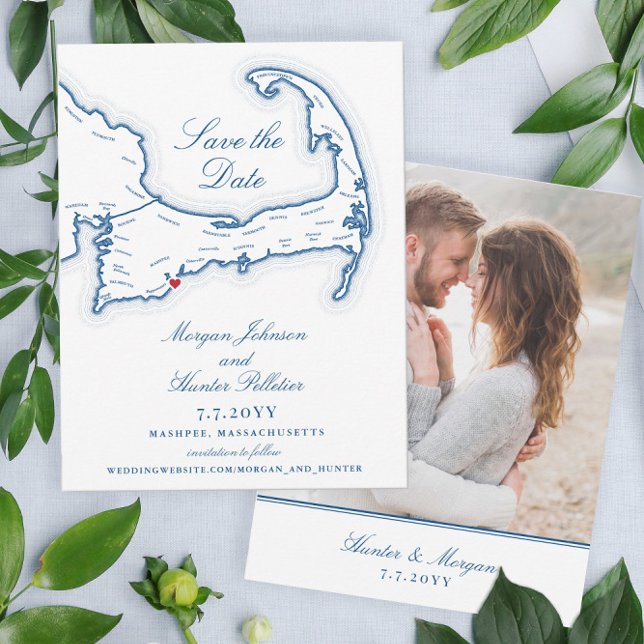 Kap Cod Karta Elegant Destinationsbröllop Spara Datumet (These Elegant Cape Cod Save the Dates are perfect for your destination wedding on the Cape!)