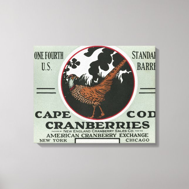 Kap Cod Pheasant Brand Cranberry-etikett Canvastryck (Framsida)