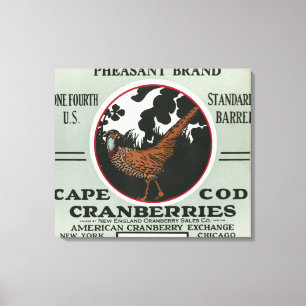 Kap Cod Pheasant Brand Cranberry-etikett Canvastryck