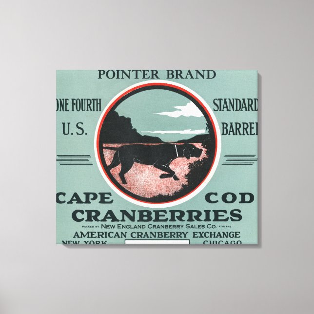 Kap Cod Pointer Brand Cranberry Label Canvastryck (Framsida)