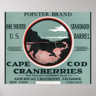 Kap Cod Pointer Brand Cranberry Label Poster