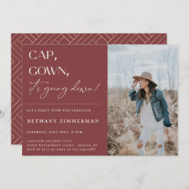 Kap Gown Det går ner Studentfest Inbjudningar