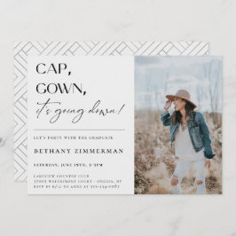 Kap Gown Det går ner Studentfest Inbjudningar