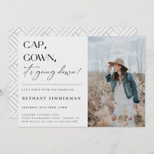 Kap Gown Det går ner Studentfest Inbjudningar