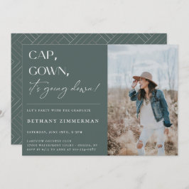 Kap Gown Det går ner Studentfest Inbjudningar