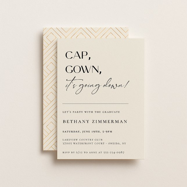 Kap Gown Det går ner Studentfest Inbjudningar (Skapare uppladdad)
