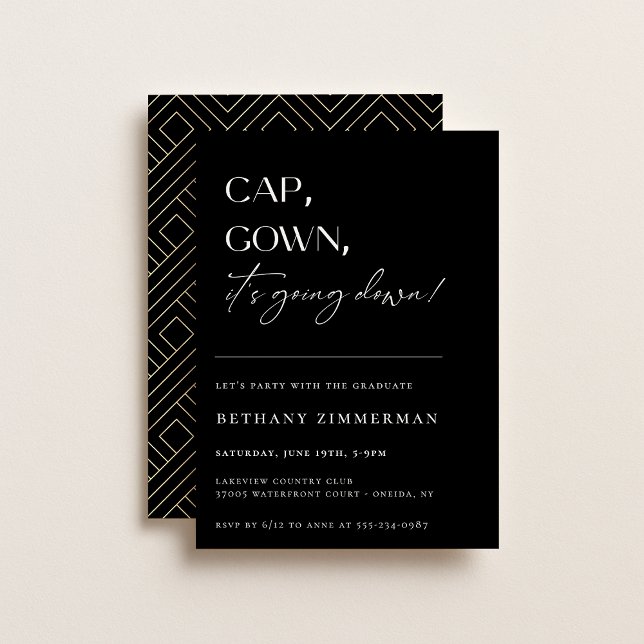 Kap Gown Det går ner Studentfest Inbjudningar (Skapare uppladdad)