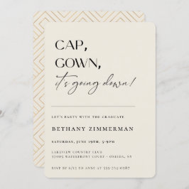 Kap Gown Det går ner Studentfest Inbjudningar