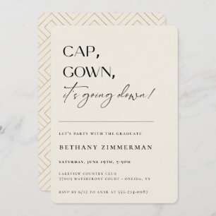 Kap Gown Det går ner Studentfest Inbjudningar
