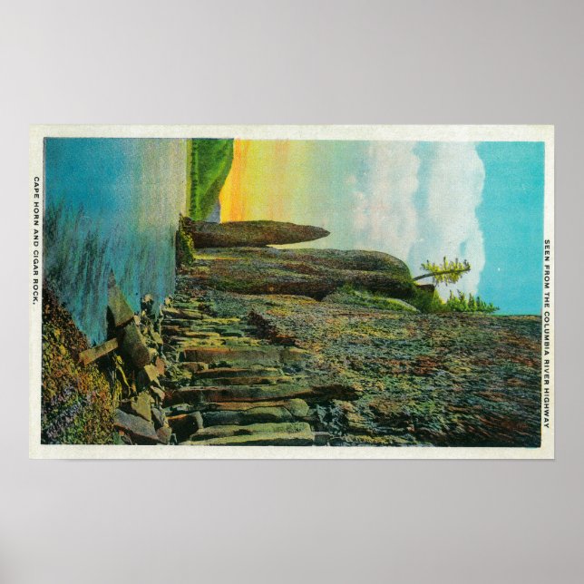 Kap Horn och Cigar Sten vid Columbia River Poster (Framsidan)