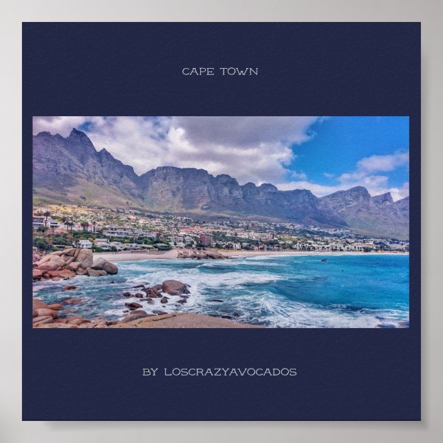 Kap Town Bord bergsbäckenhavsvyn Poster (Framsidan)