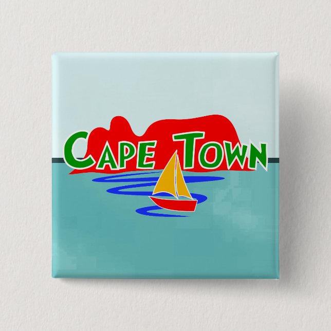 Kap Town Bord Mountain South Afrika Square Badge Knapp (Framsida)