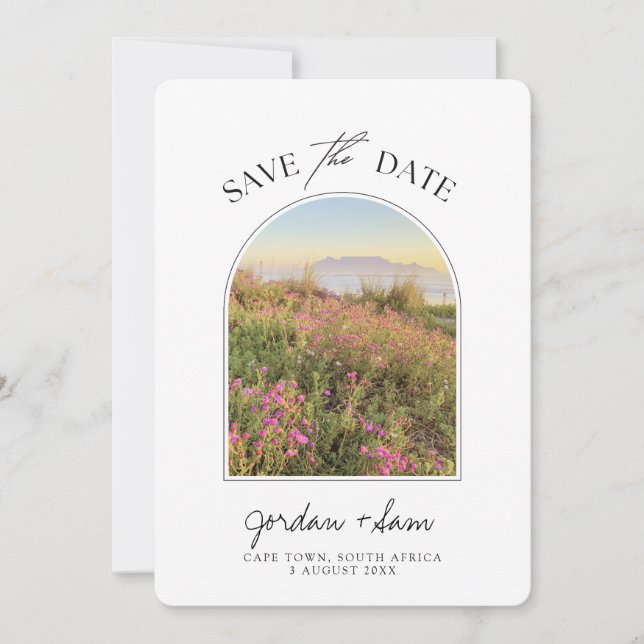 Kap Town Bröllop Bord berg Spara datum Inbjudningar (Framsida)