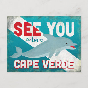 Kap Verde-delfinen - Retro Vintage resor Vykort