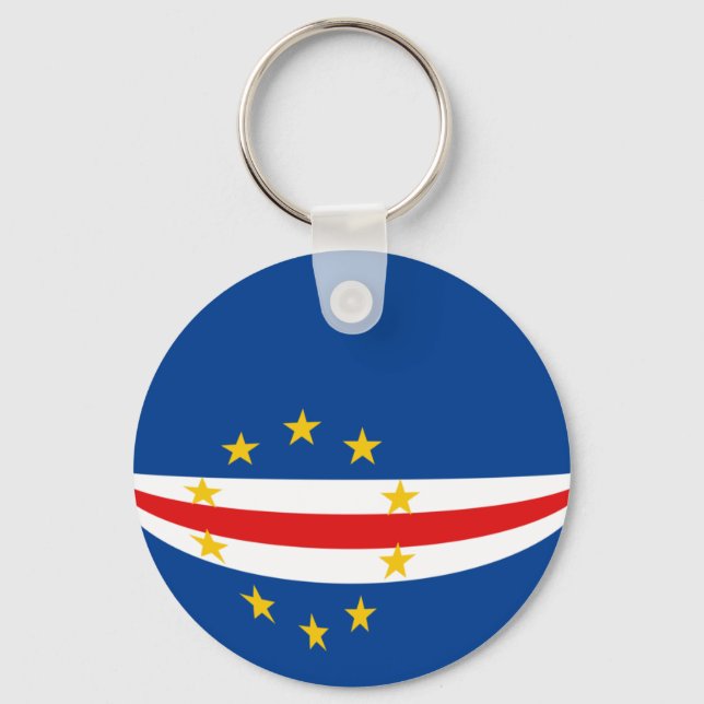 Kap Verde Fisheye Flagga Keychain Nyckelring (Framsida)