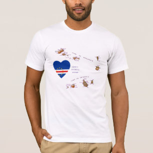 Kap Verde Flagga Heart och Karta T-Shirt