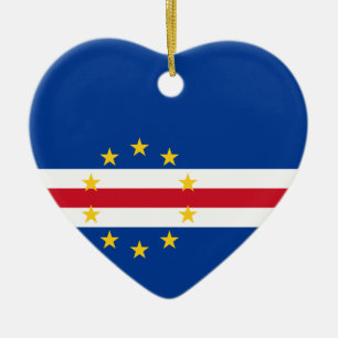 Kap Verde Flagga Heart Ornament