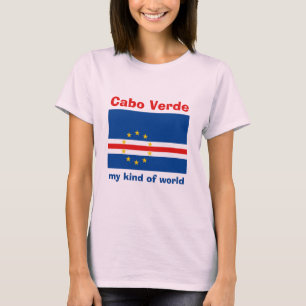 Kap Verde Flagga + Karta + Text T-Shirt