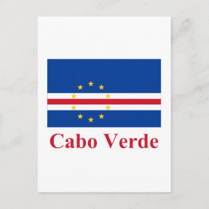 Kap Verde-Flagga med Namn på portugisiska Vykort