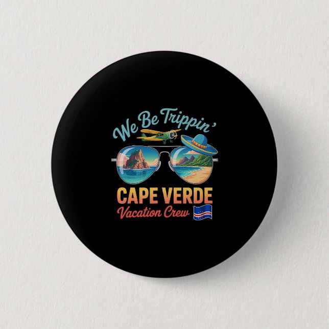 Kap Verde Semester Cabo Verde Flagga Stolthet Verd Knapp (Framsida)