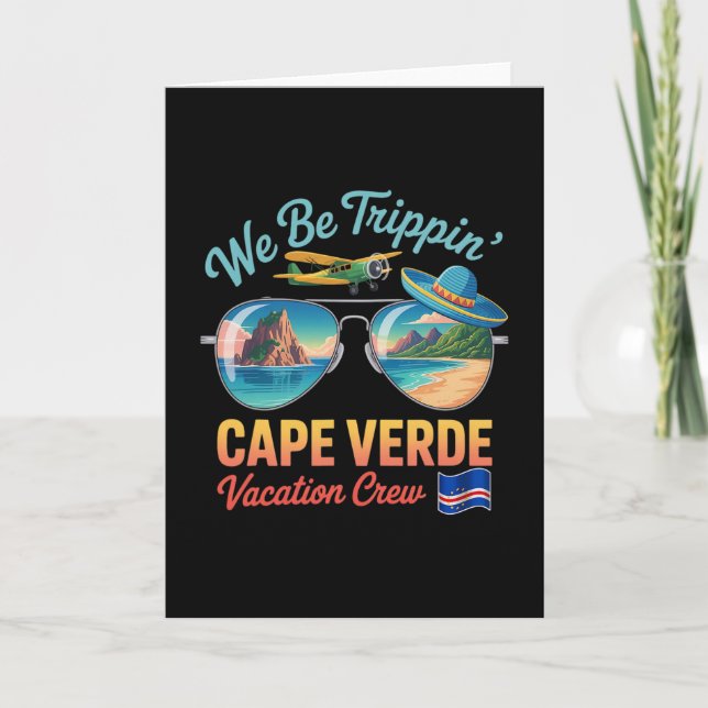 Kap Verde Semester Cabo Verde Flagga Stolthet Verd Kort (Framsida)