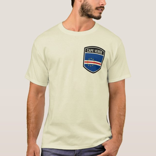 Kap Verde Shield Emblem Flagga T Shirt (Framsida)
