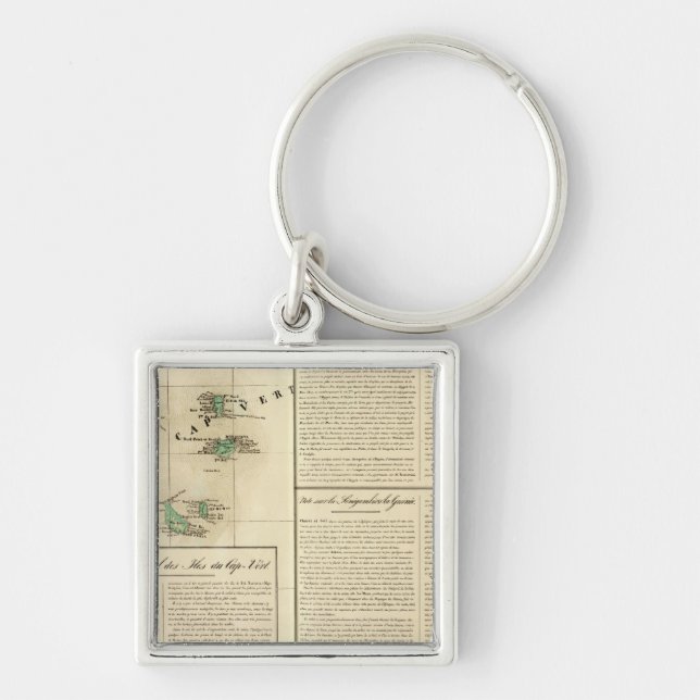 Kap Verdes Afrika Fyrkantig Silverfärgad Nyckelring (Framsidan)