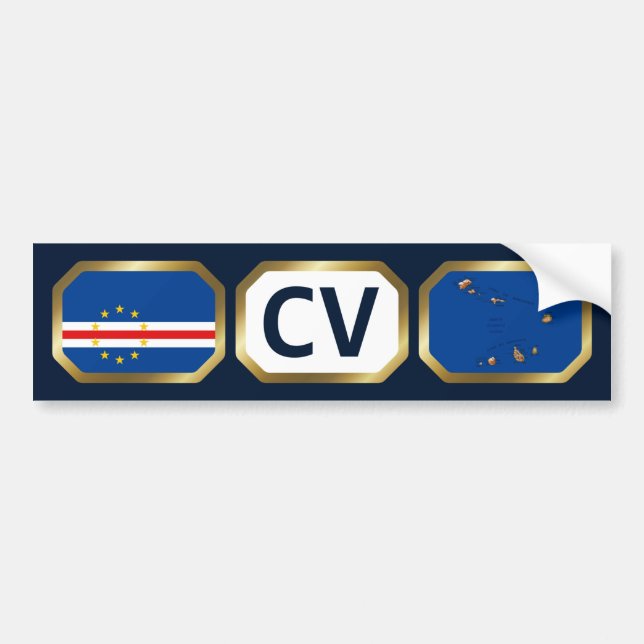 Kap Verdes Flagga-kod för Karta Bildekal (Framsidan)