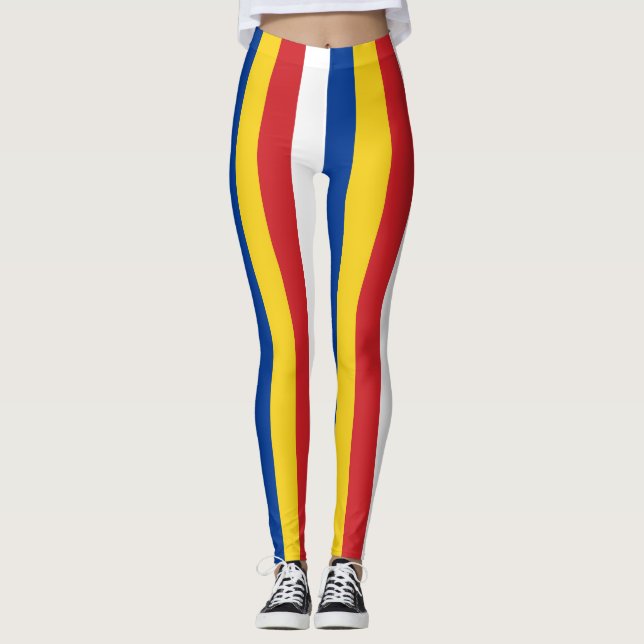 Kap Verdes nationella Flagga-Lodrät i Färg Leggings (Framsida)
