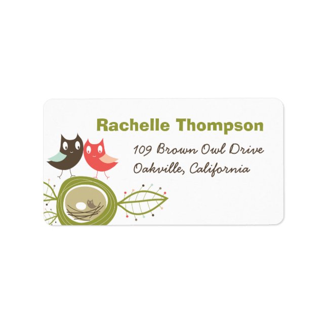 Kapa Adressetiketter för babyskor i Uggla-familjen (Framsidan)