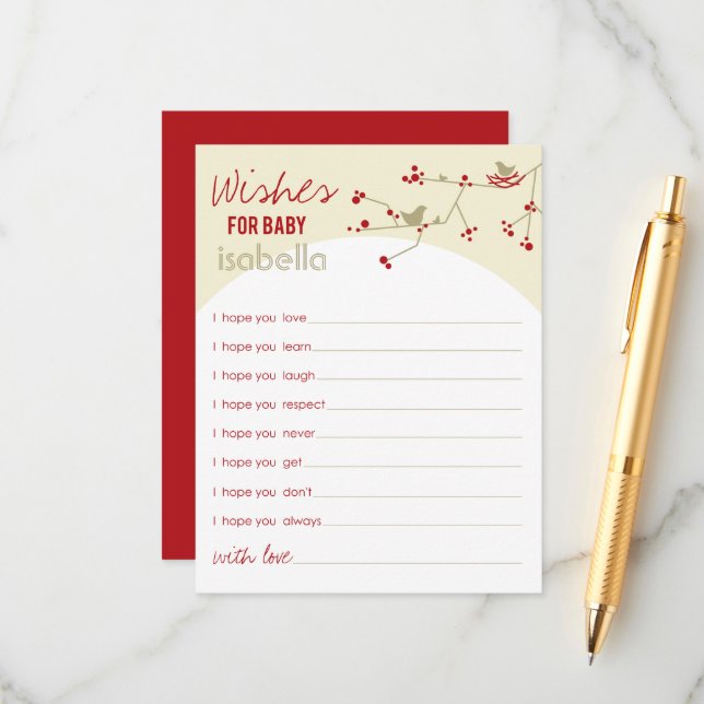 Kapa fågelfamiljen Önskemål för Baby-spelkort Rådkort (Fram/Back In Situ)