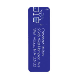 Kåpa och Cocktail-Examinationsfest Blå Returadress Etikett