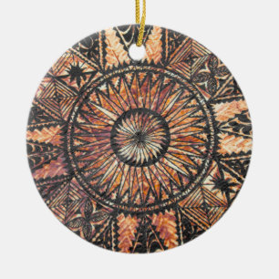 Kapa Primitive Hawaiian Tatto Tapa Julgransprydnad Keramik