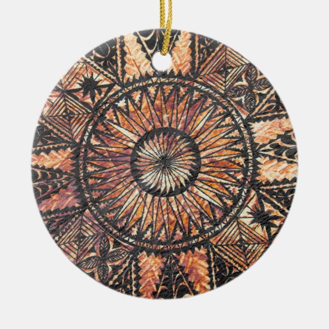 Kapa Primitive Hawaiian Tatto Tapa Julgransprydnad Keramik (Framsidan)