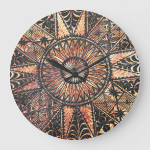 Kapa Primitive Hawaiian Tatto Tapa Stor Klocka