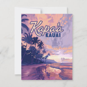 Kapaa Kauai Hawaii Beach Sunset Handflatan Träd Ca