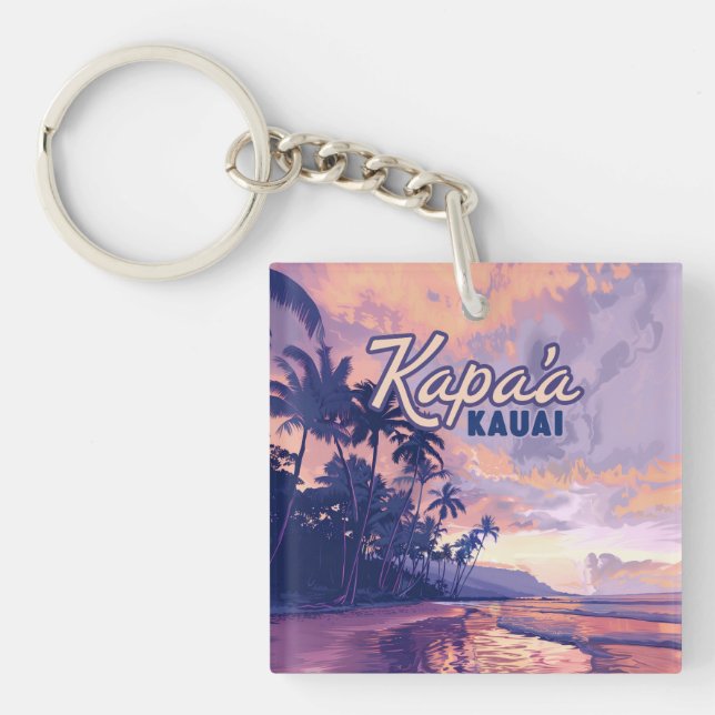 Kapaa Kauai Hawaii Beach Sunset Handflatan Träd Re (Framsidan)