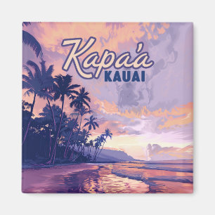 Kapaa Kauai Hawaii Beach Sunset Handflatan Träd Re Magnet