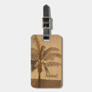 Kapaa Sunset Hawaiian Faux Koa Wood Luggage Tags Bagagebricka