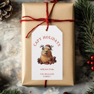 Kapacitet Helgdagar Cute Roligt Capybara God jul Presentetikett