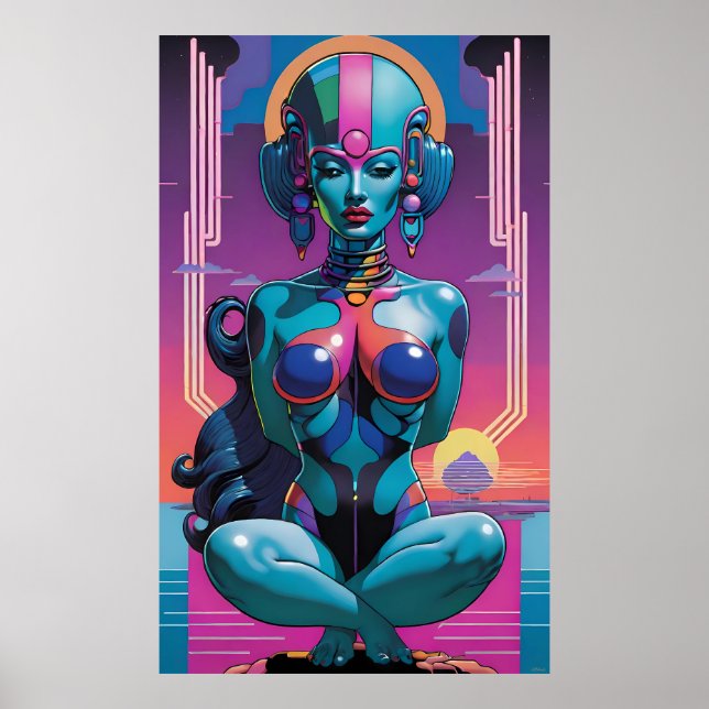 Kapacitet i New Metropolis Sci-Fi Fantasy Pin-Up Poster (Framsidan)