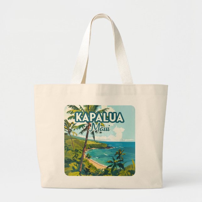 Kapalua Maui Hawaii Bay Beach Vacation Retro Jumbo Tygkasse (Framsidan)