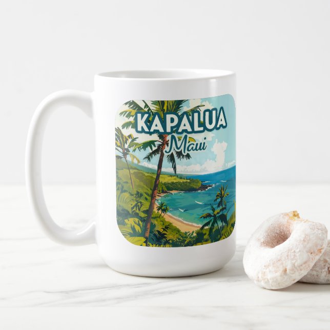 Kapalua Maui Hawaii Bay Beach Vacation Retro Kaffemugg (Med munk)
