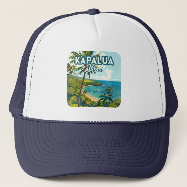 Kapalua Maui Hawaii Bay Beach Vacation Retro Keps (Framsida)