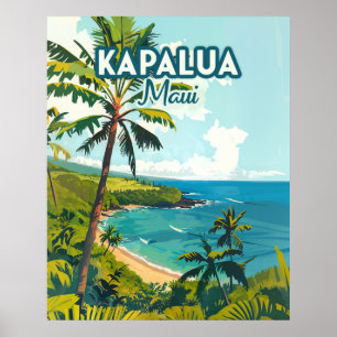 Kapalua Maui Hawaii Bay Beach Vacation Retro Poster